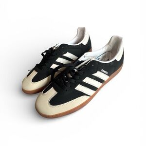 Adidas Samba Black White and Tan Sneakers